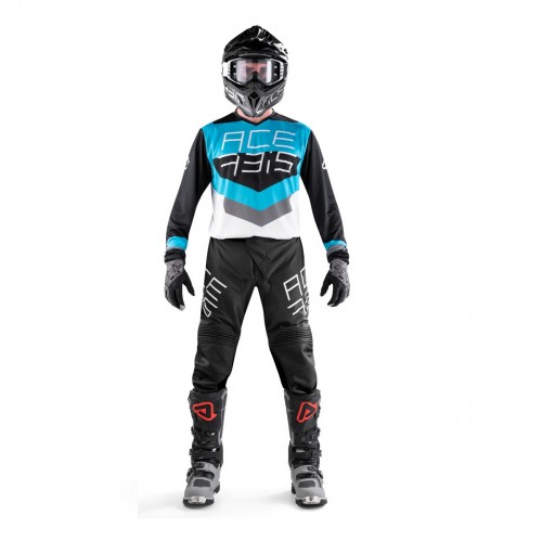 ACERBIS - MX TRACK JERSEY SET - BLACK PANT BLACK/AQUA JERSEY